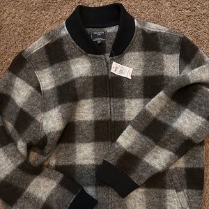 BRUSHED BUFFALO CHECK ZIP BOMBER JACKET IN ESPRESSO BEAN